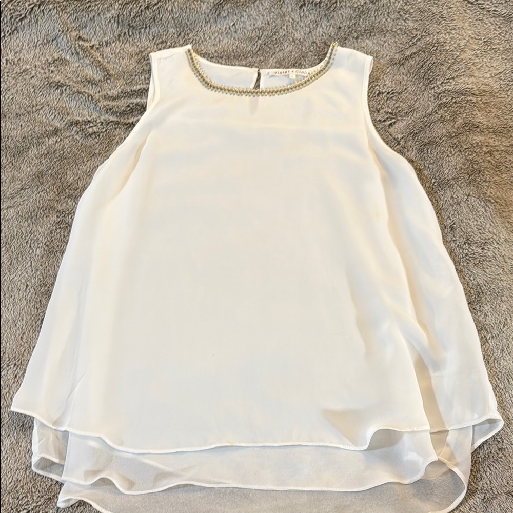 Violet & Claire Cream Asymmetrical Tank Top